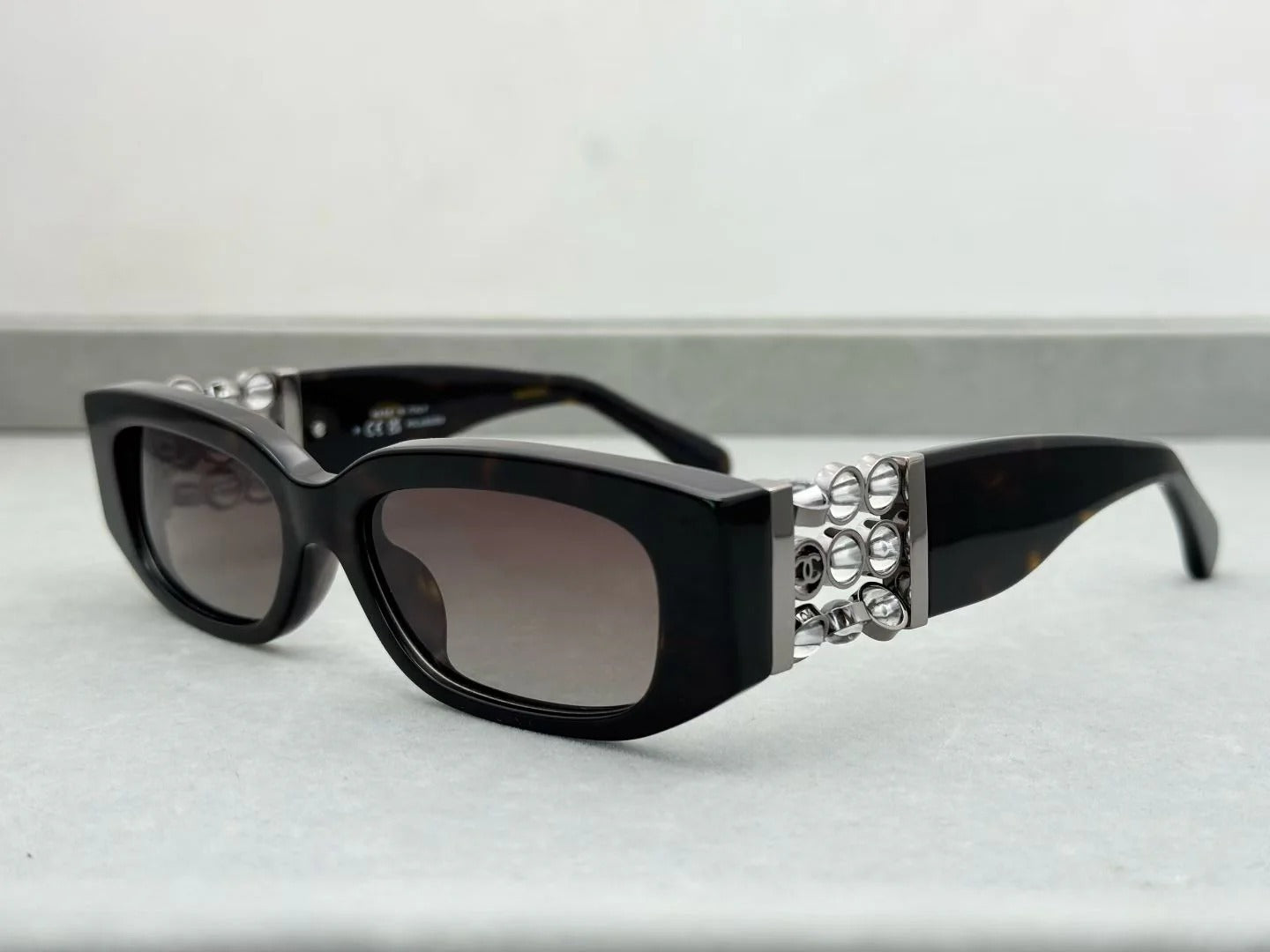 Chanel Rectangle Sunglasses Acetate & Glass Pearls